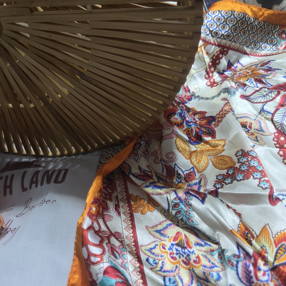Bamboo Handbag with Colorful Scarf - Picture 5 of 5